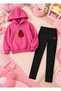Children's Hooded Sweatshirt, Skinny Leggings Set, Printed 3 Yarn Threaded Winter Set