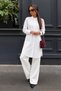 Women's Collared Plain Long Seasonal White Shirt - 2