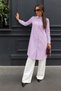 Women's Collared Plain Long Seasonal Lilac Shirt - 4