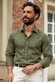Men's Long Sleeve Classic Collar Khaki Shirt