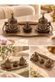 Ottoman Motif Turkish Coffee Cup Set with Lid and Tray Special Metal Presentation Set - 3