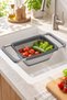 Adjustable Folding Strainer 6300 ml – Over-The-Sink Vegetable and Fruit Washing and Draining Apparatus with Extendable Handle, Gray