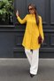 Women's Collared Plain Long Seasonal Mustard Shirt - 4