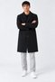 Men's Classic Collar Long Black Coat - 4