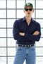 Men's Classic Collar Long Sleeve Casual Navy Blue Shirt - 5