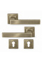 Riva Antique Yellow Square Rosette Yale Steel Exterior Door Handle, 1 Set (2 Handles)