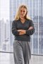 Women's V-Neck Anthracite Knitwear Sweater