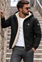 Men's Hooded Zippered Sleeved Sports Winter Black Fur Raincoat - 4