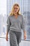 Women's V-Neck Gray Knitwear Sweater