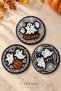 Halloween Ghost and Pumpkin Patterned Coasters with Stand Set of 3