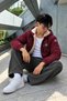 Men's Hooded Full-Pocket Winter Casual Burgundy Fur Raincoat - 3