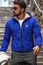 Men's Hooded Zippered Sleeved Sports Winter S.Blue Fur Raincoat