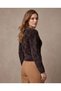 Women's Stylish Knit Sweater with Stone Embellishments on the Collar and Soft Texture - 5