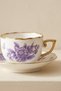 Peona Porcelain 2-Person Coffee Cup Set with Lilac Peony Pattern and Gold Color Handle 90 ml Turkish Coffee Espresso Cup Set - 6