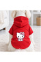 Red Hello K Eyes Printed Dog Sweatshirt |   Hooded, Fleece Fabric, Winter Dog Clothing