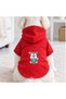 Red Smiley Printed Dog Sweatshirt |   Hooded, Fleece Fabric, Winter Dog Clothing