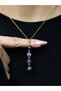 Natural Stone Amethyst Natural Stone Women's 4 Stone Steel Chain Negative Energy Protection Necklace Euk56Amt
