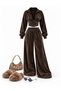 Women's Corset Cut Zippered Velvet Two-Piece Tracksuit Set (New Season) - 6