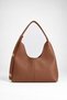 Women's Lilac Tan Faux Leather Shoulder Bag with Lock Strap Detail, Organizer and Magnet Closure - 2