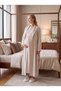 New Season Beige Patterned 100% Cotton Winter Long Sleeve Full Length Special Design Maternity Pajamas Nightgown Set - 2