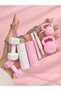 Pink Sports-Themed Keychain Set – Decorative Keychain with Mini Dumbbell, Kettlebell, and Pilates Roller Figures - 2