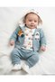 Baby Boy Newborn 0-3-6-9 Months Stylish 3-Piece Set with Waffle Fabric Cardigan and Snap-On Bodysuit