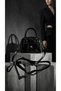 Women's Black Patent Leather Clutch Bag and Shoulder Bag with Silver Accents, 18x13 cm BX - 3