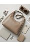 Cream (Beige) Soft Matte Leather Look Single Compartment Shoulder Bag 33X22 cm Women's Daily Bsk2026