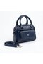 Women's Navy Blue Soft Leather Silver Detailed Hand and Shoulder Bag 18X13 cm Bsk2026 - 3