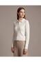 Women's Polo Collar Buttoned Knitted Patterned Sweater - 4