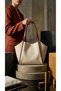 Women's Cream Brown Double Color Soft Leather Shoulder Bag 30X25 cm Extra Makeup Bag Bsk2026 - 4