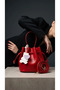 Red Mini Bucket Bag – with Teddy Bear Accessory, Long Strap Bsk2026 - 2