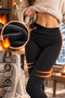 Women's Thermal Tights with Inner Lining, Winter Warm, High Waist, Slimming, Flexible Black Tights