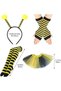 5-Piece Bee Costume Set, Bee Antenna Headband, Sunglasses, Black Yellow Tutu, Striped Leg Warmers, Knee-high Socks & Long Gloves, Halloween Christmas Party Fancy Dress Cosplay Outfit(Adult Sizes) - 5