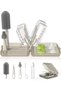 Travel Bottle Brush Set with Foldable Drying Rack,3 Brushes and Detergent Dispenser,Portable Baby Cleaning Kit