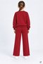 Burgundy Girls' Wide Leg Sweatpants Set with Pearl Detailing and Crew Neck Sweatshirt 25013 - 3