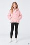 Pink Girls' Patterned Stand Collar Zippered Plush Coat 25025 - 2