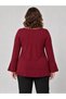 Plus Size Square Neck Flounce Sleeve Blouse - 3