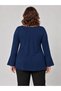 Plus Size Square Neck Flounce Sleeve Blouse - 3