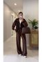 Gones Bitter Brown Buttoned Detailed Knitwear Cardigan Pants Set - 2
