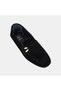 Women's Black Slip-On Suede Loafer with Gold Accessories - 7