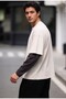 Men's Two Layers Oversized T-Shirt Cream - 2