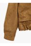 Drawstring, Snap Button, Pocketed, Zippered, Stand-Up Collar, Suede Look Jacket - 7