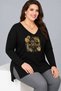 Plus Size Own Your Power Printed V-Neck Long Sleeve Side Slit Blouse