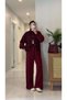 Gones Burgundy Snap Detailed Knitwear Cardigan Trouser Set - 3