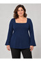 Plus Size Square Neck Flounce Sleeve Blouse