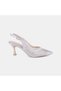 Women's Silver Sparkling Stone Embellished Mesh Slingback Bridal Shoes - 2