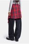 Women's Palazzo Plaid Shirt Detailed Special Design Denim Jean - 7