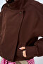 Women's Lapel Button Detail Lined Jacket with Hidden Zipper and Epaulet Detail Brown - 5