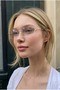 Celin Women's Ellipse Geometric Gold Framed Ultra Light Blue Block Glasses with Blue Light Filter - 4
